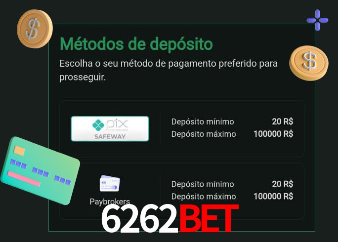 O cassino 6262bet oferece uma grande variedade de métodos de pagamento